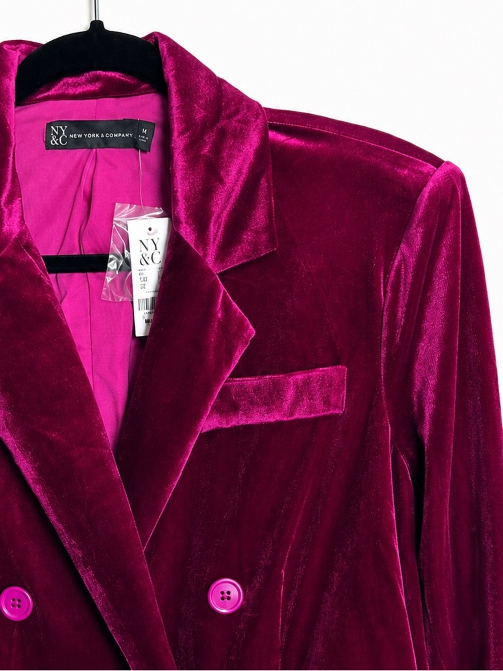 New York & Company Fuchsia Velvet Blazer NWT Size M
